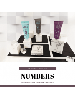 Pacco Starter pack linea di cortesia per hotel ed alberghi futuristica Numbers.