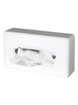 Dispenser in ABS bianco per veline facciali intercalate; mis.: 25,6 x 14 x 6 cm.